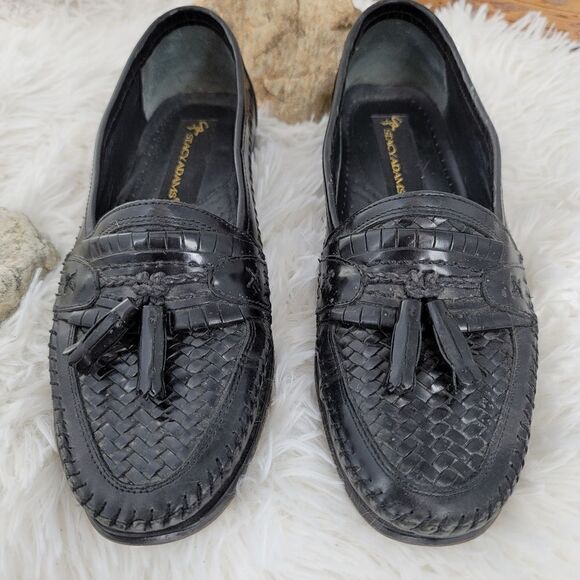 Stacy Adam\'s woven leather tasseled loafers black main image 8